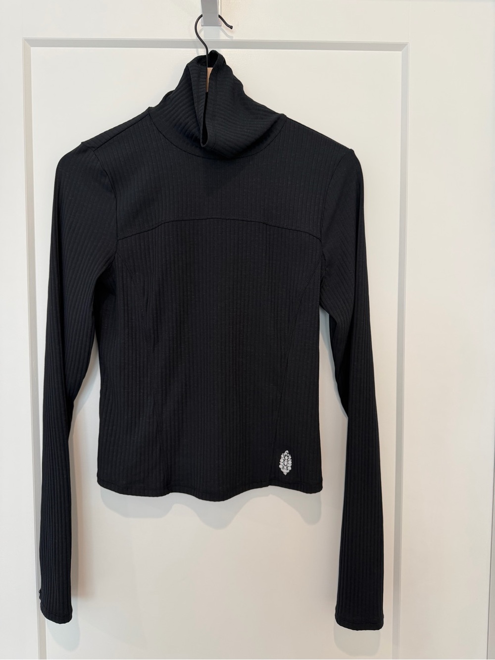 Free People Movement Black Turtleneck Ribbed Long-Sleeve Top
